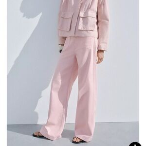 ZARA Pants The ZW Twisted Seam Jeans Denim Wide Leg Pink 9632/063 Women 8/30